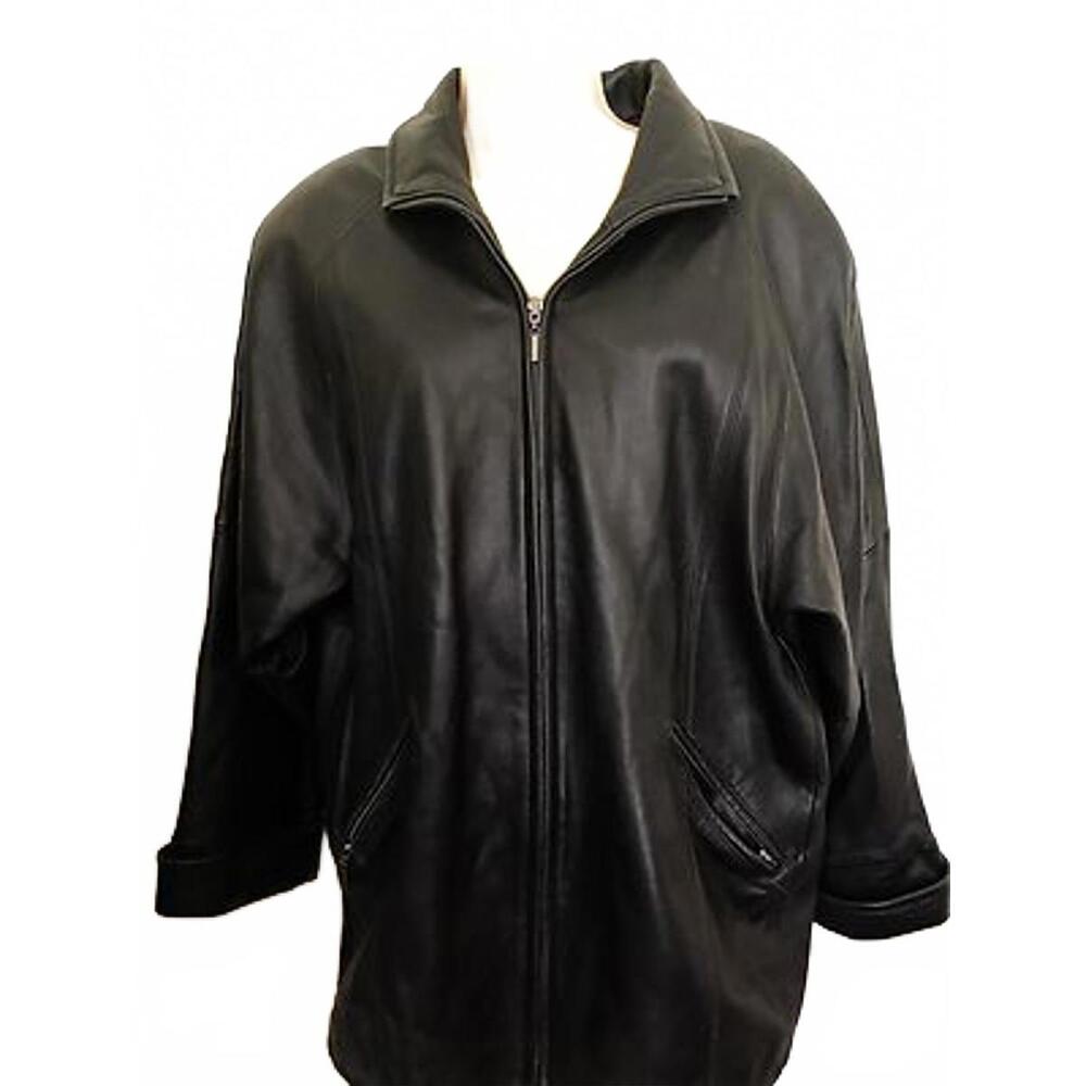 90's Valerie Stevens New Zealand 100% Leather size Large Womens Black Jacket y2k